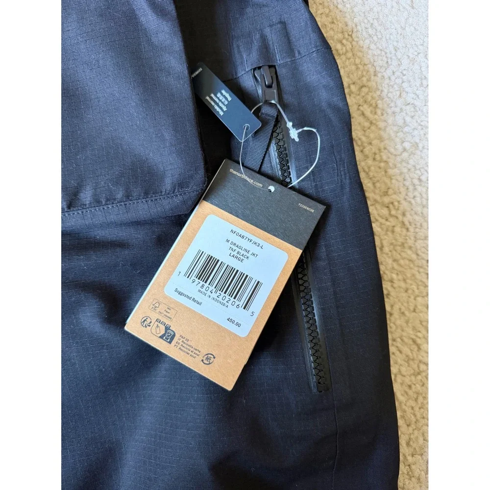 The North Face Men's Jacket Dragline‎ NEW Drywent Mono TNF Black Large